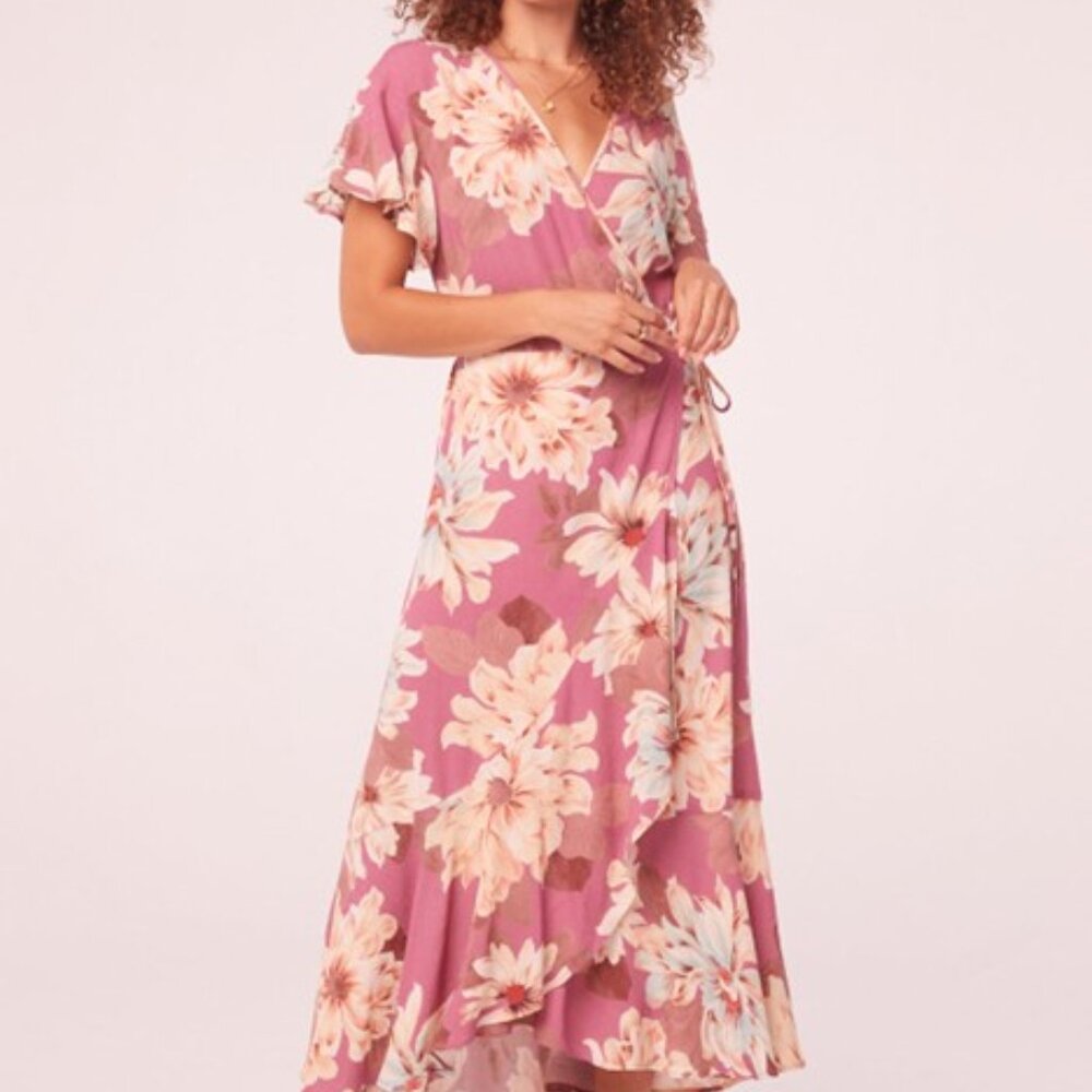 Band of the Free Liza Mauve Floral Wrap Maxi Dress NWT - Picture 2 of 11